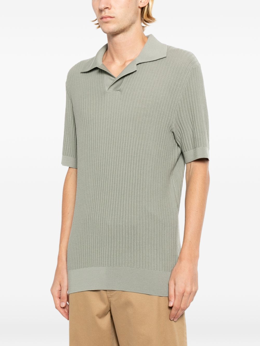 ribbed-knit polo shirt