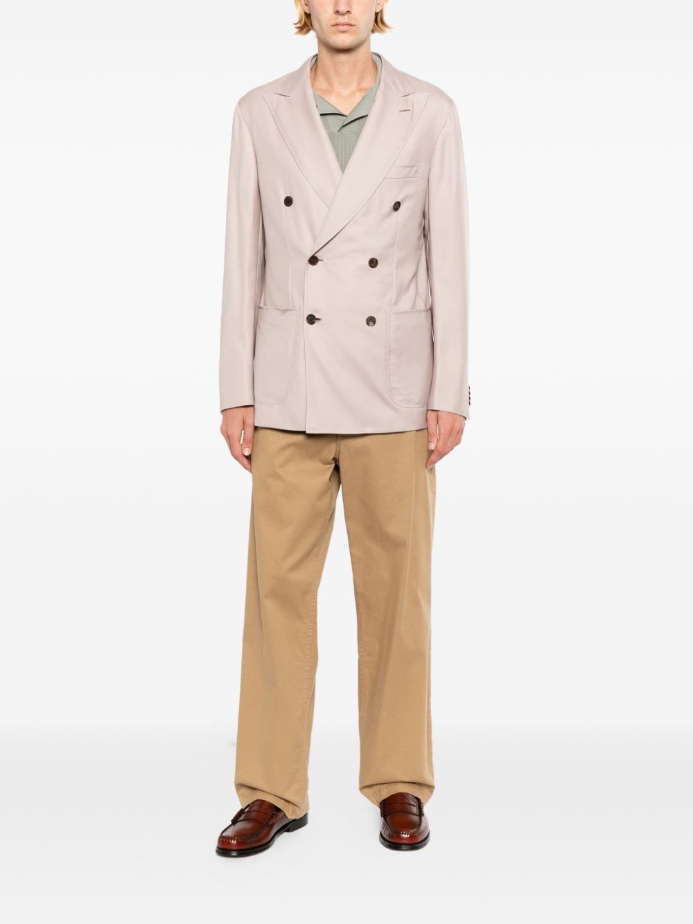 double-breasted peak-lapel jacket