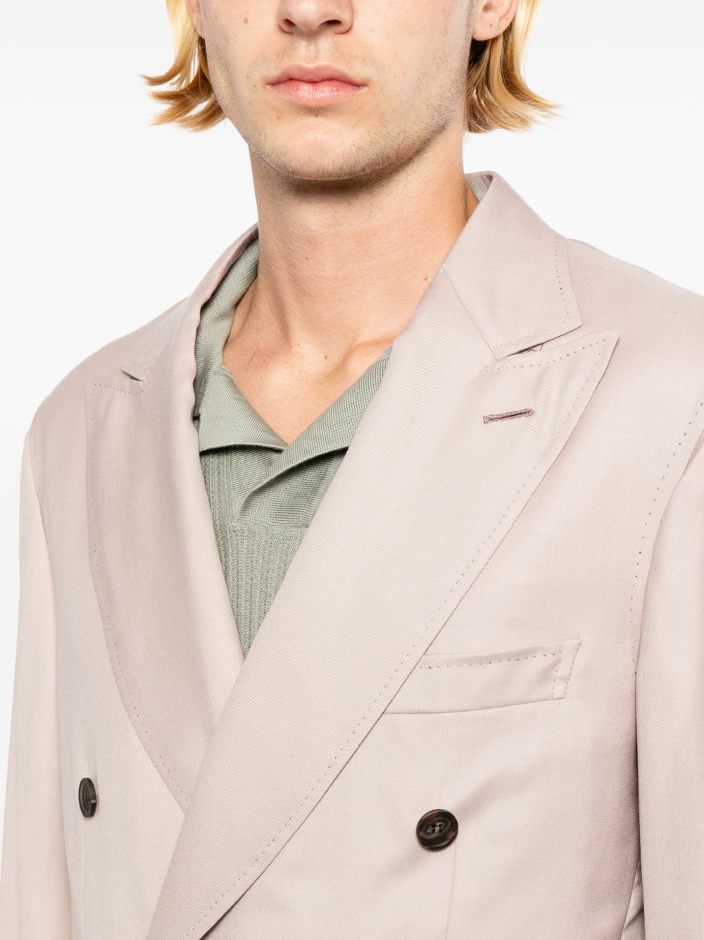 double-breasted peak-lapel jacket