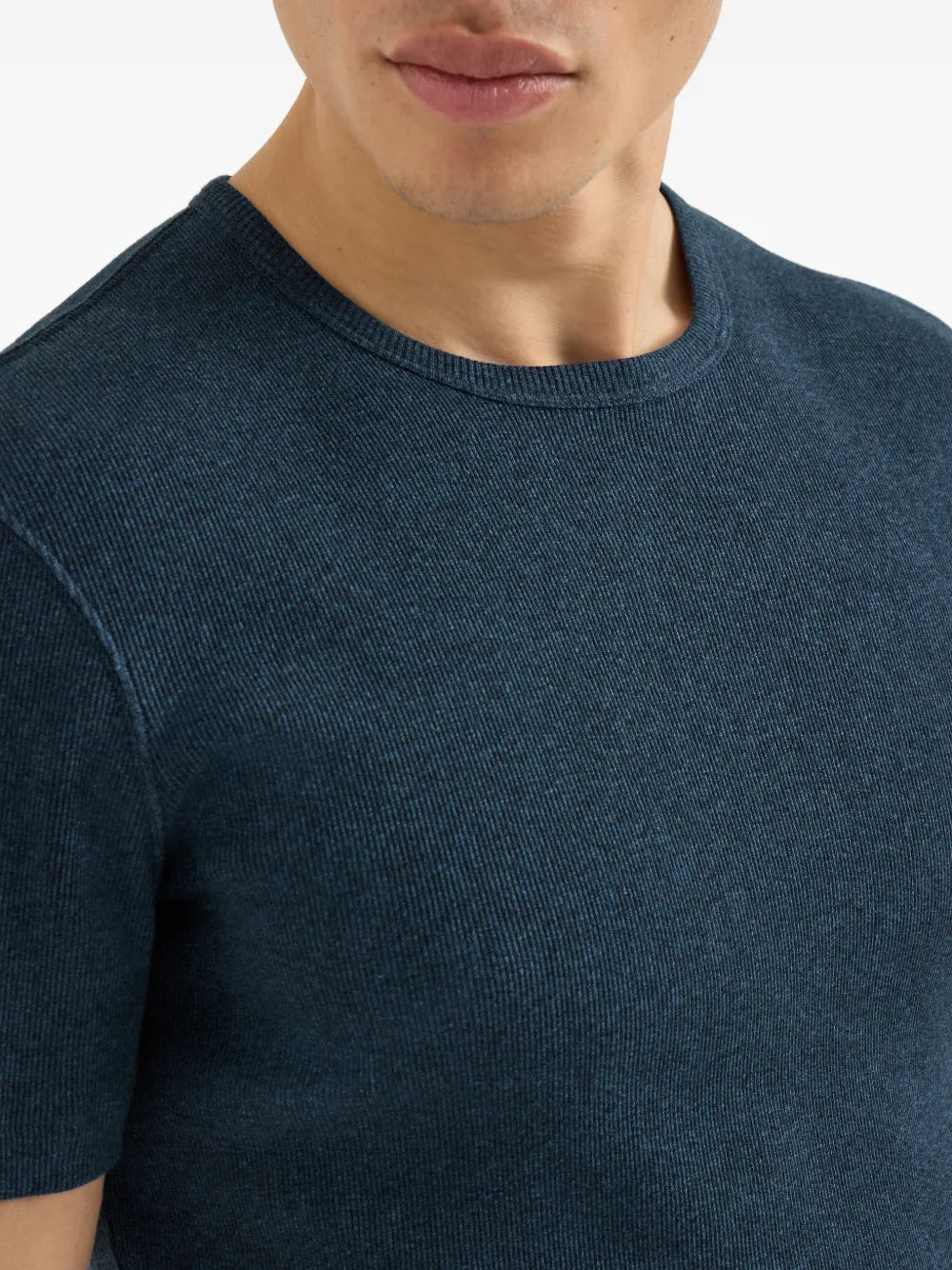 denim-effect ribbed cotton jersey crew-neck T-shirt