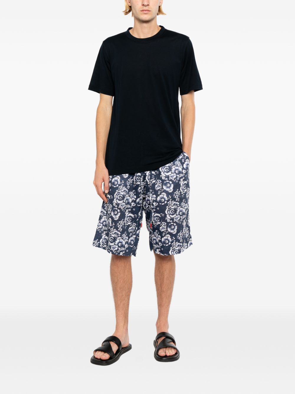 floral-print drawstring shorts