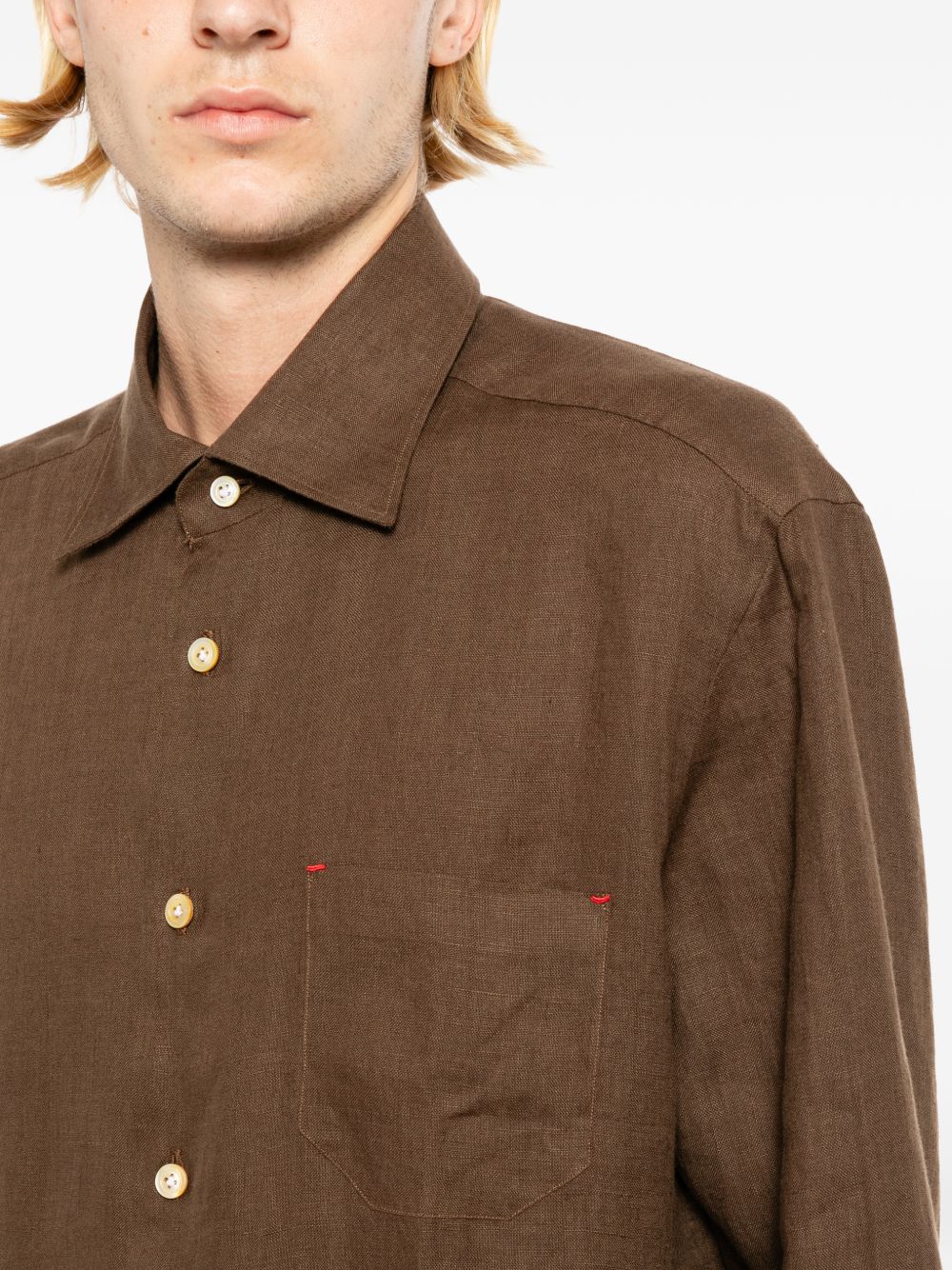 linen patch-pocket shirt