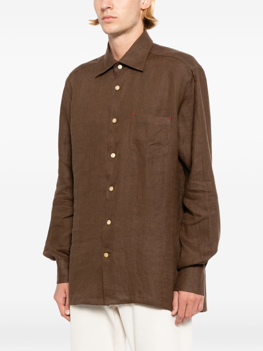 linen patch-pocket shirt