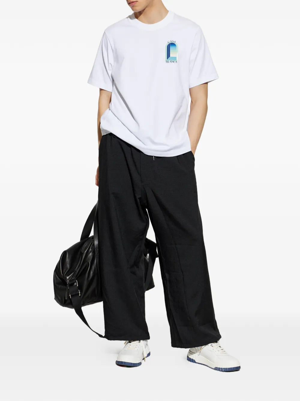 white & mint L'Arche short sleeve T‑shirt