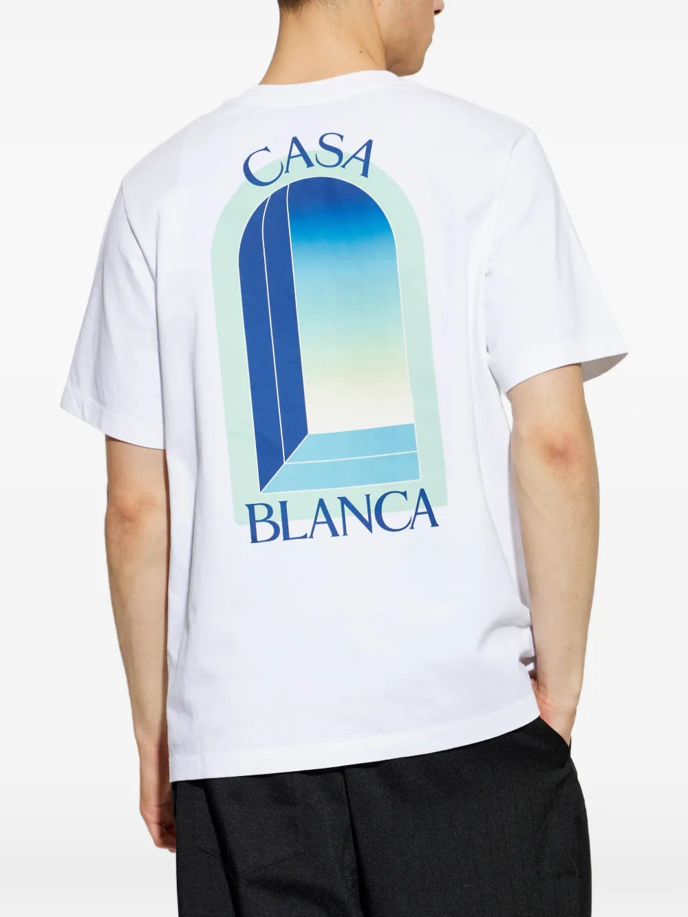 white & mint L'Arche short sleeve T‑shirt