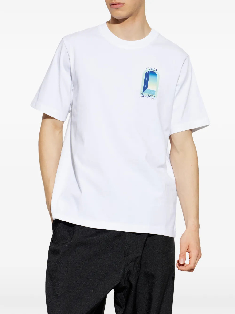 white & mint L'Arche short sleeve T‑shirt