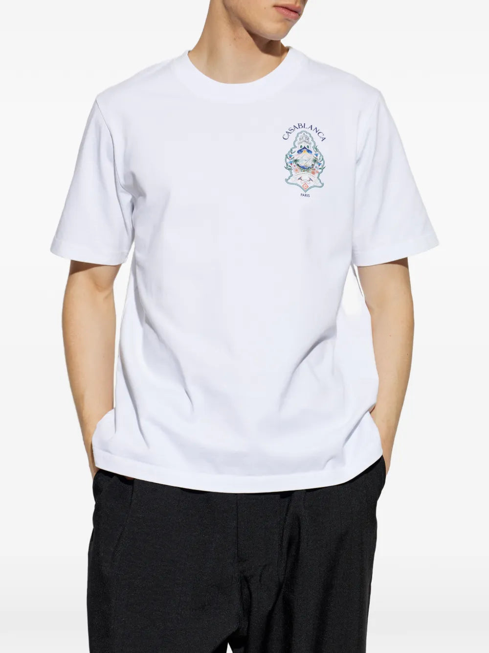 white Hotel emblem short sleeve T‑shirt