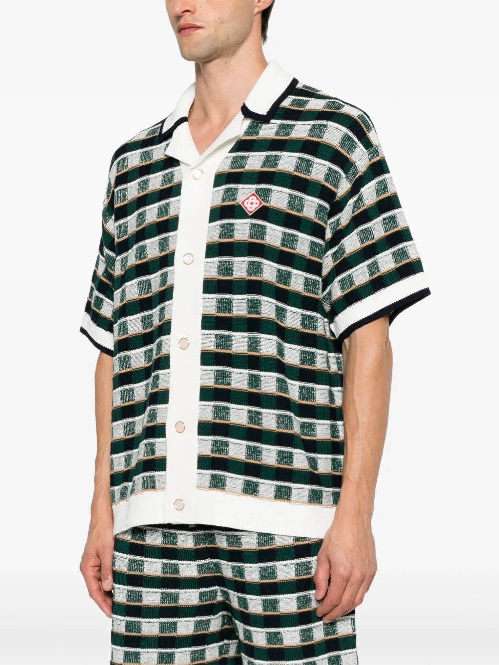 crochet mosaic short sleeve shirt