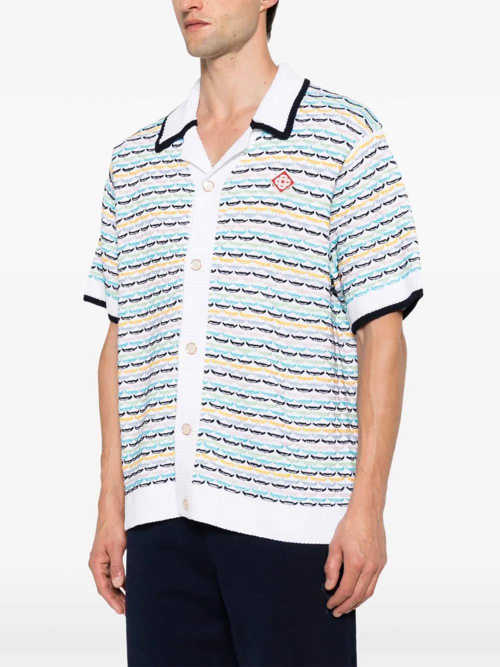 crochet tuck stitch short-sleeve shirt