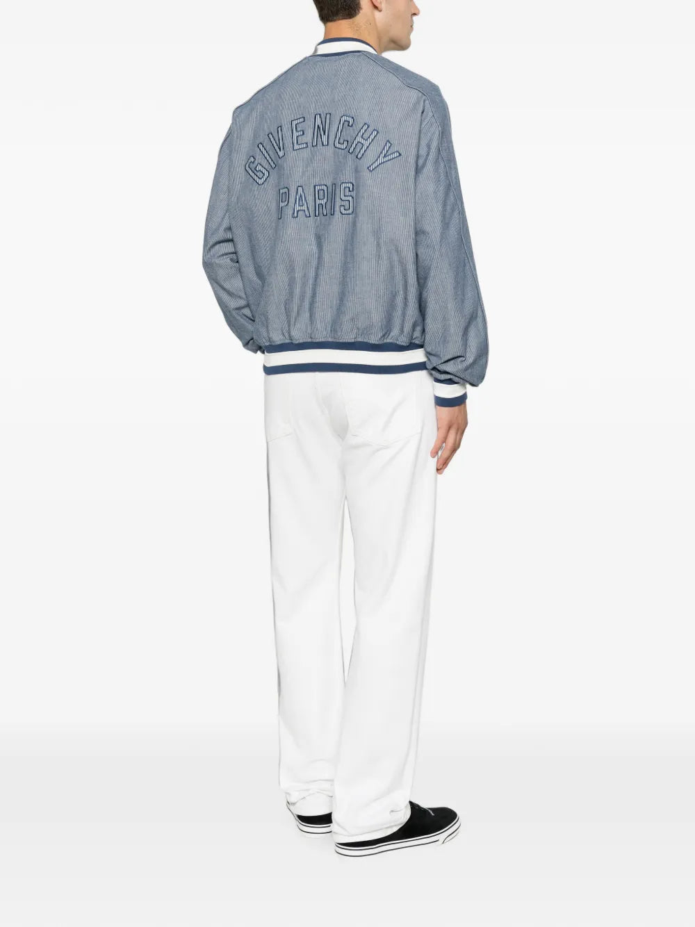 logo-embroidered striped-pattern jacket