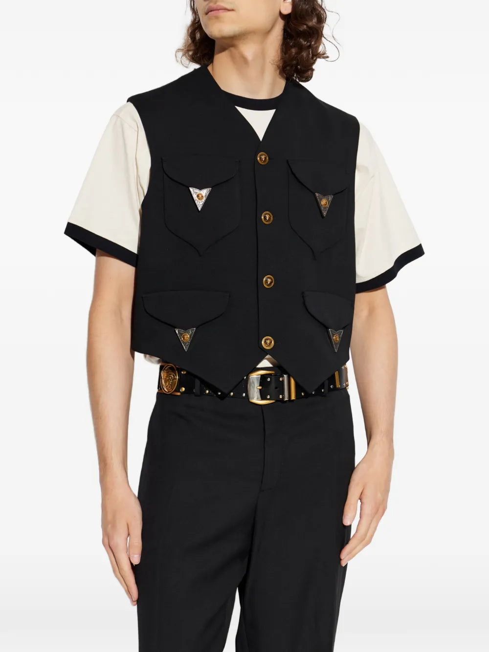 appliqué-detailed wool waistcoat