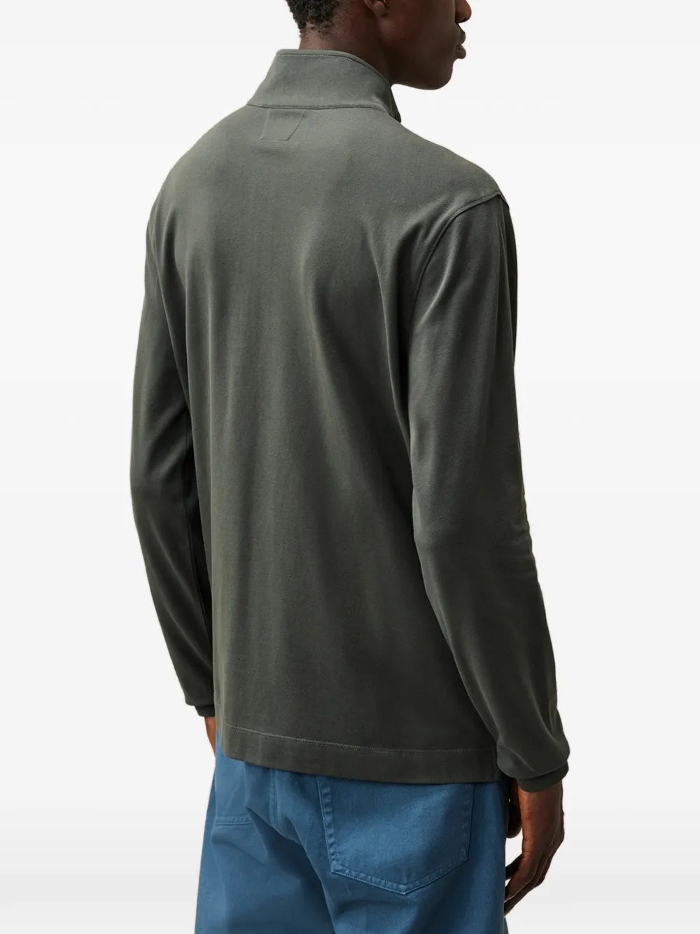 stretch piquet long sleeve half zip polo