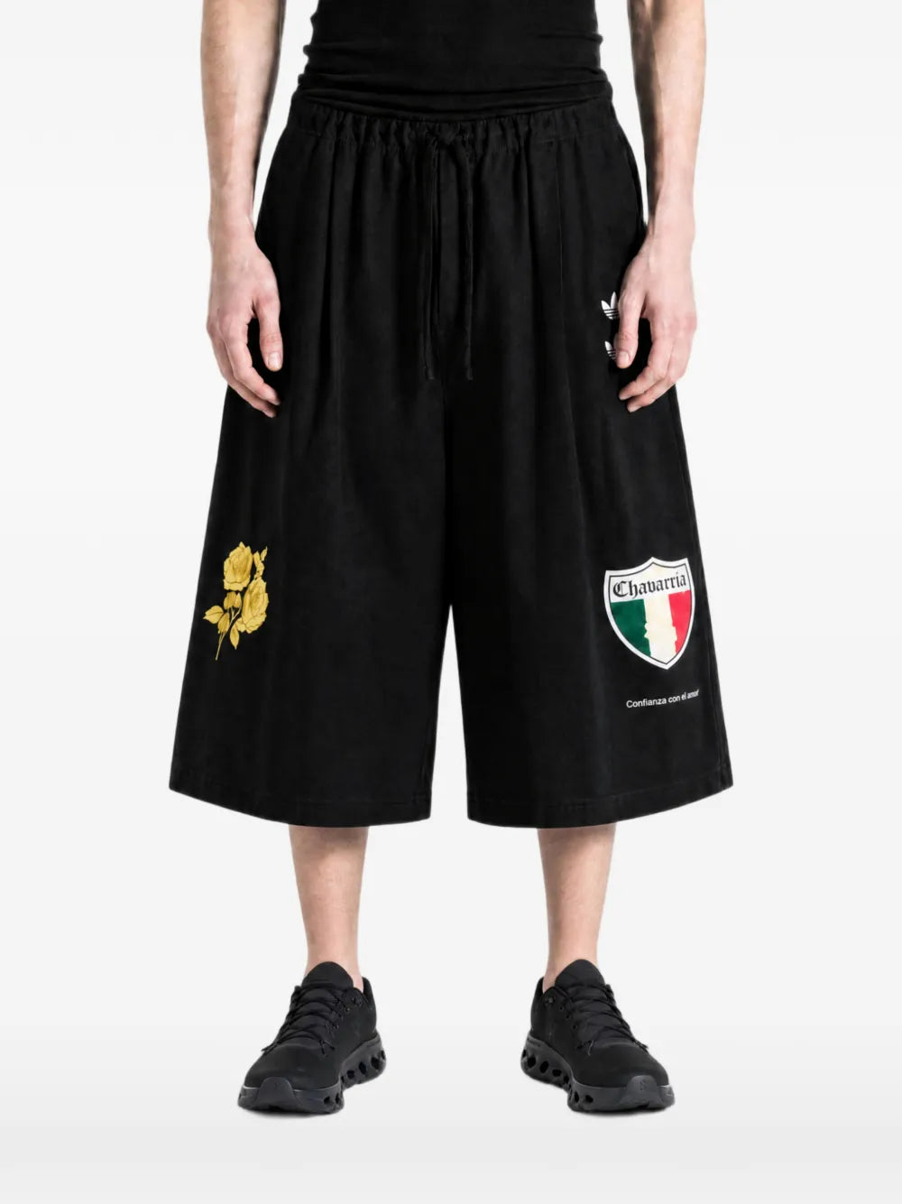 x Willy Chavarria logo-patch floral-embroidered shorts