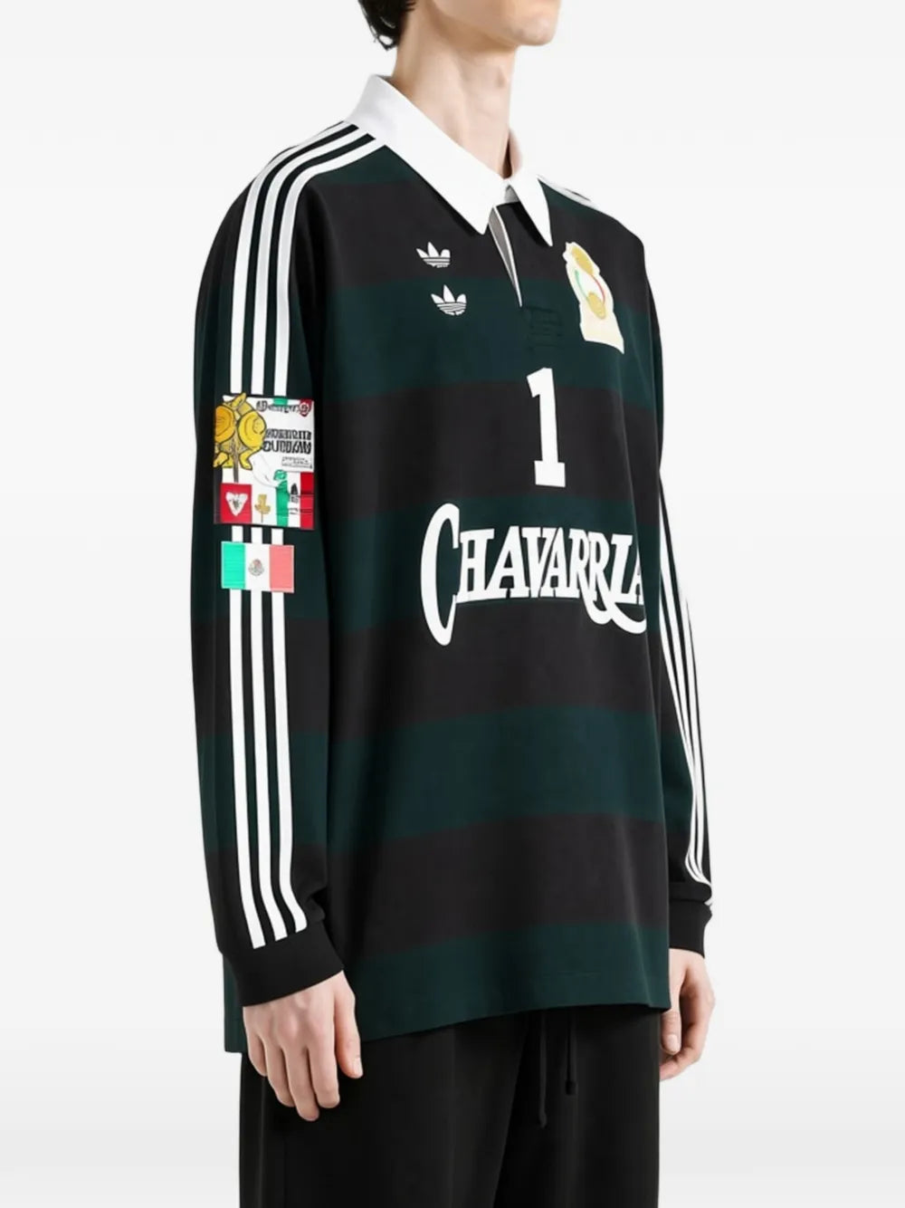 x Willy Chavarria striped long-sleeve rugby polo shirt