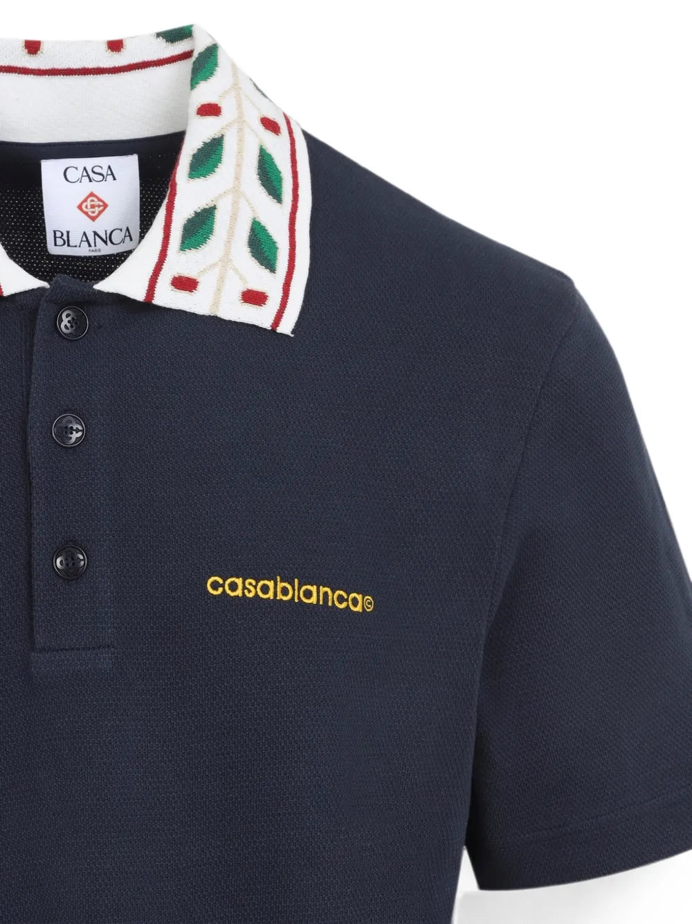 navy Laurel pique short sleeve polo shirt