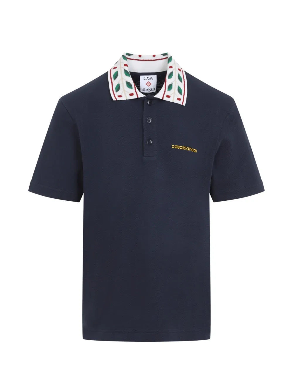 navy Laurel pique short sleeve polo shirt