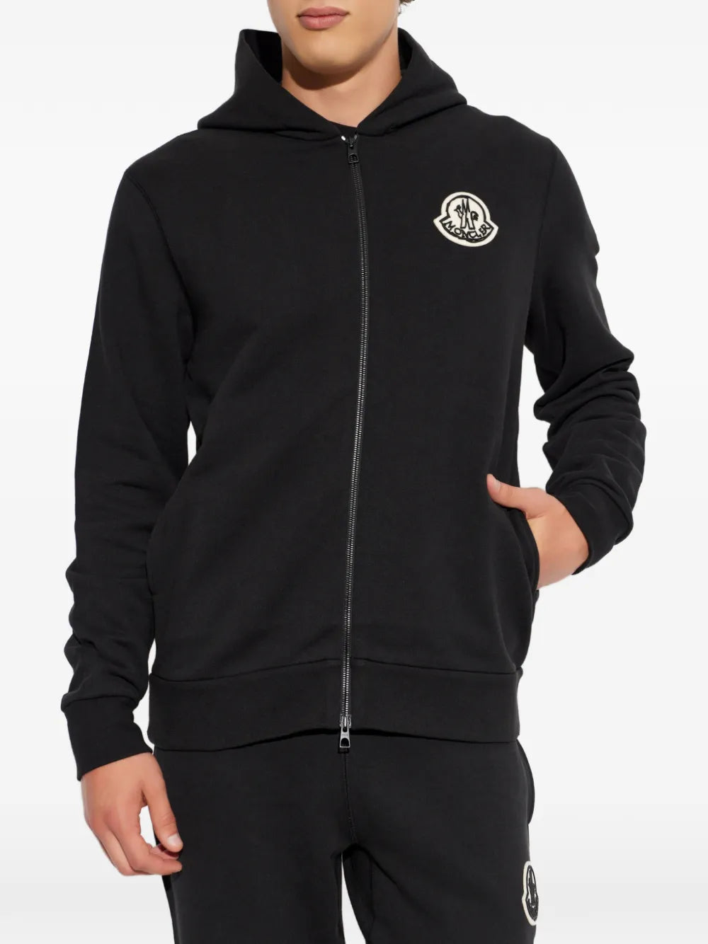 logo-patch zip-up hoodie