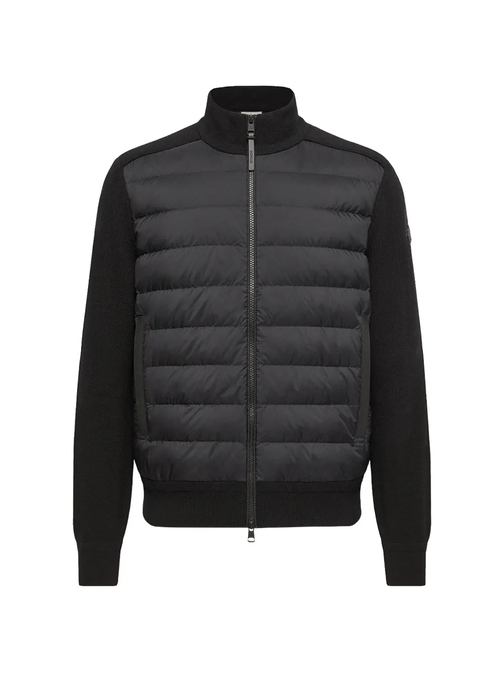 quilted leather-trim cardigan