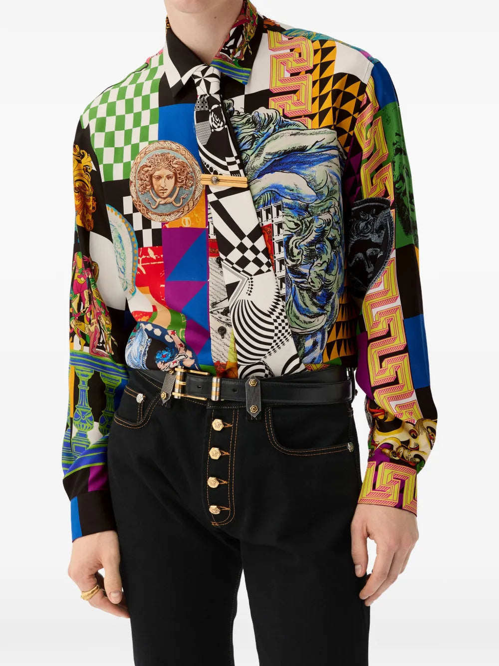 printed silk twill regular shirt