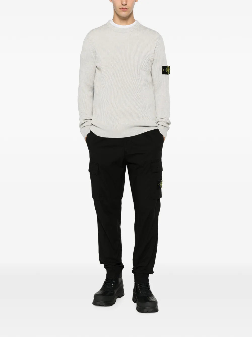 logo-patch ribbed-knit sweater