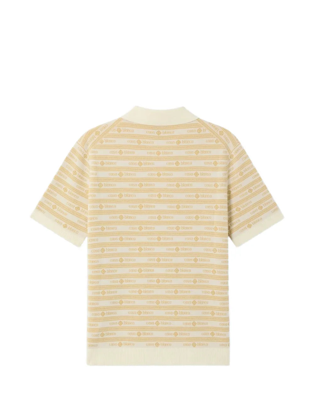beige knit logo short-sleeve polo shirt