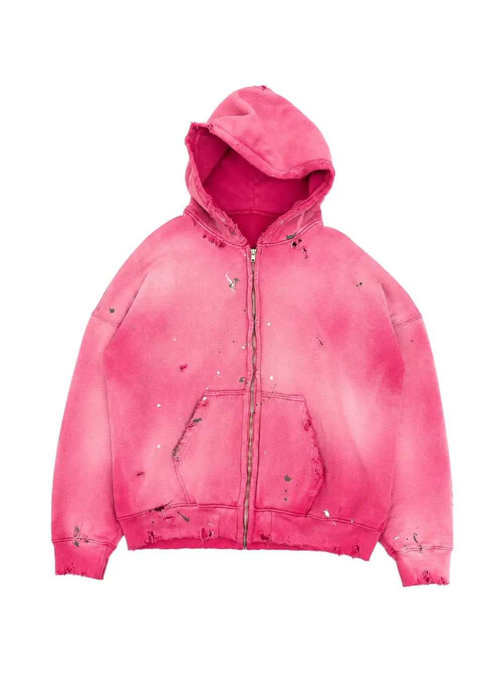 distressed paint-splatter hoodie