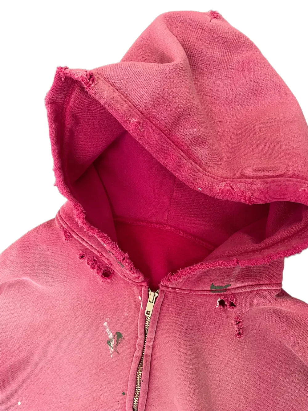distressed paint-splatter hoodie