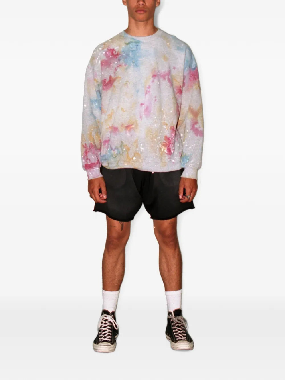 raw-edge drawstring shorts