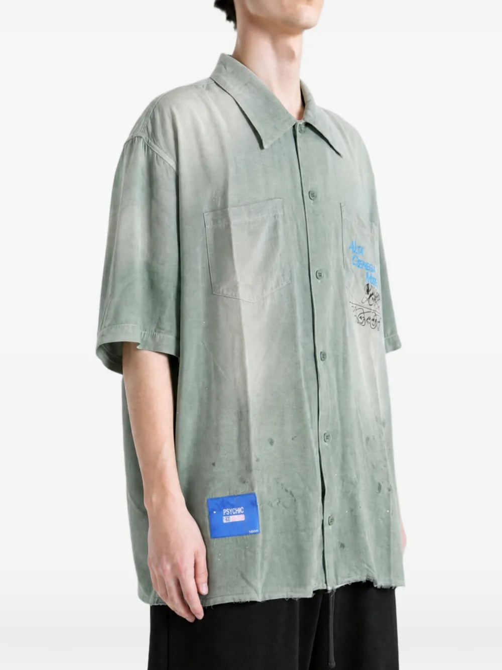 graphic-print raw-cut shirt
