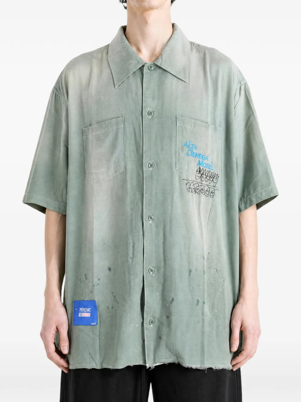 graphic-print raw-cut shirt