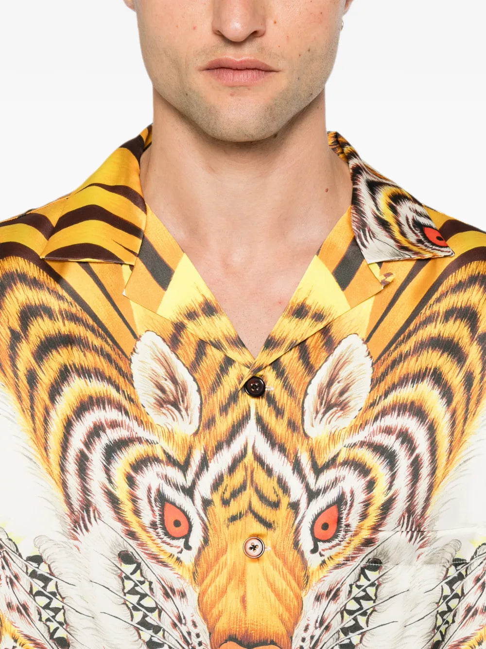 tiger-print buttoned shirt