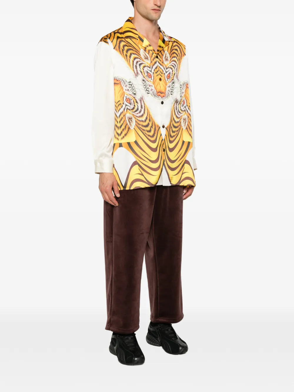 tiger-print buttoned shirt