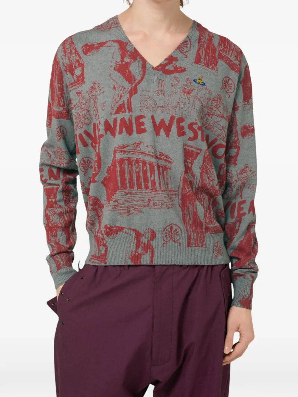 Julian Orb-embroidery V-neck sweater