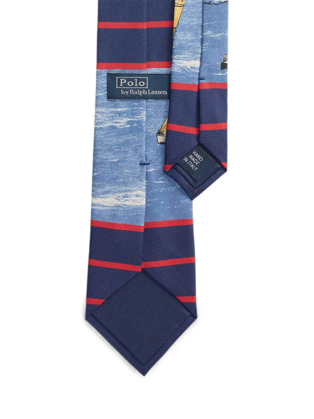 sailing-print striped silk tie