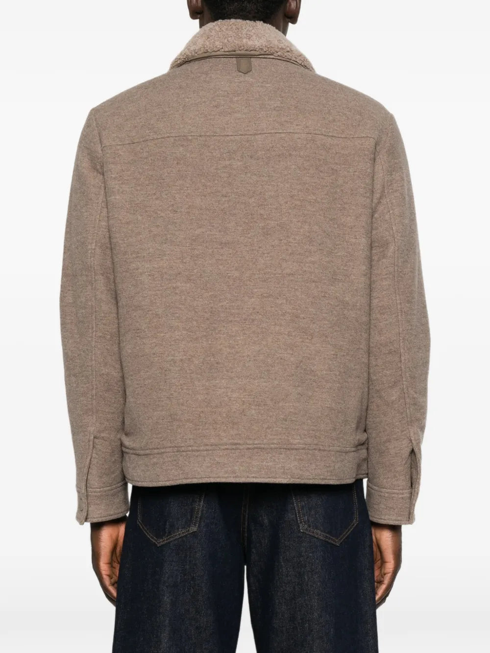 shearling-collar patch-pocket jacket