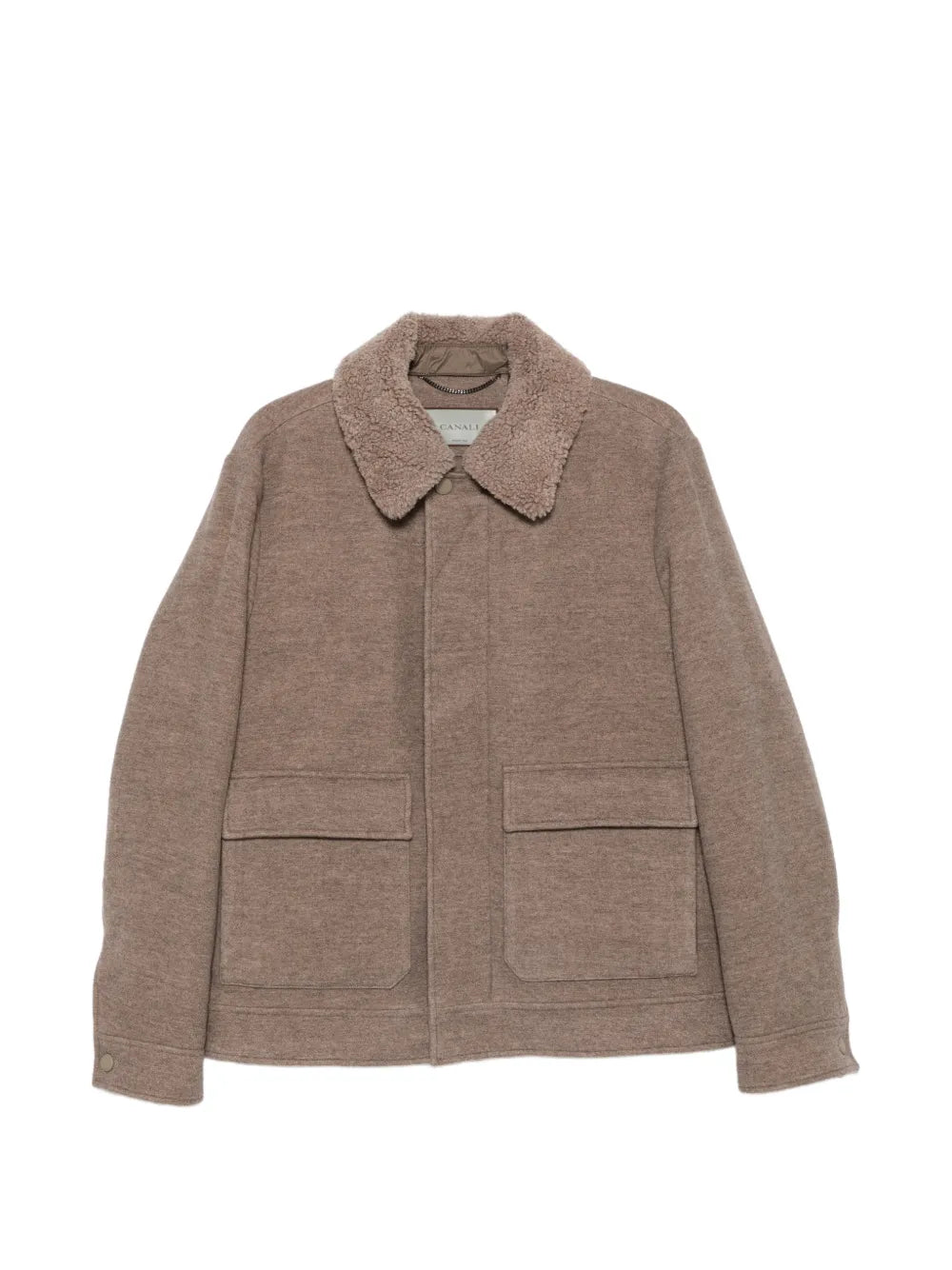shearling-collar patch-pocket jacket