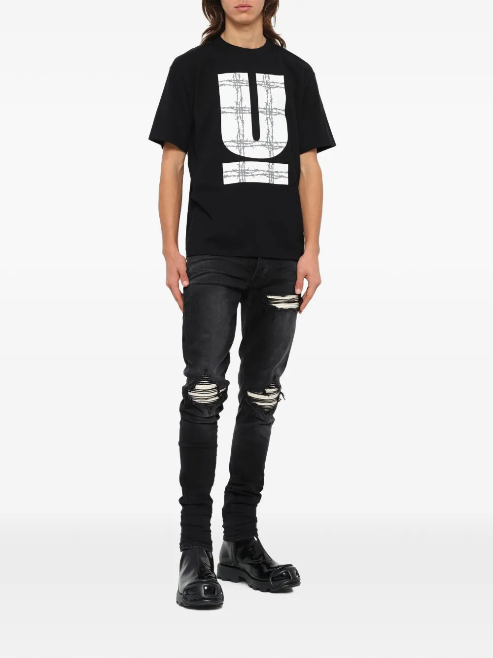 barbed wire graphic T-shirt