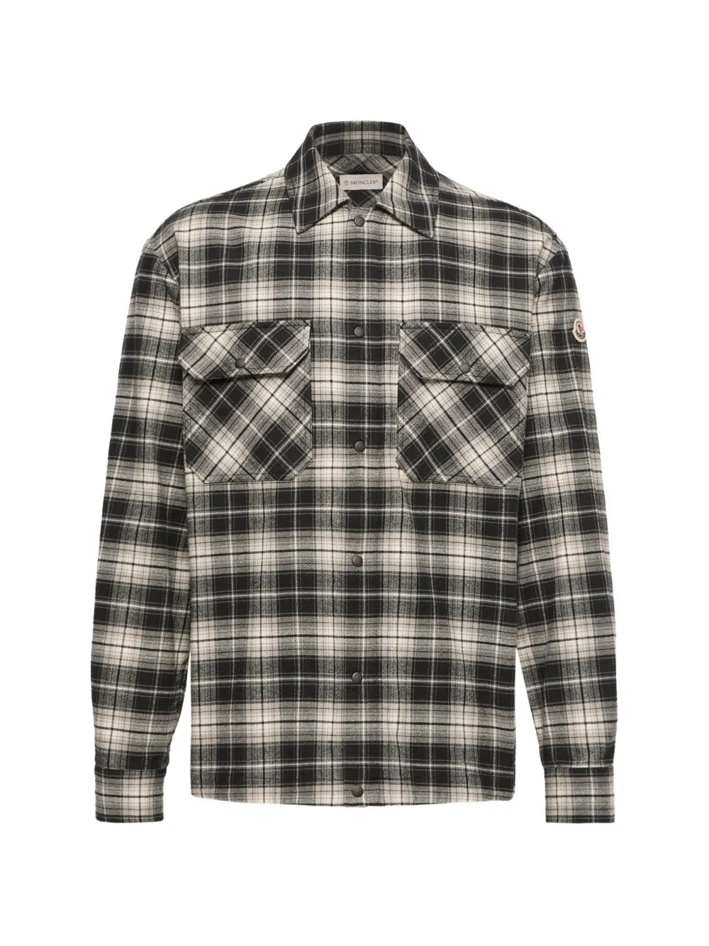 check cotton flannel zip-up shirt