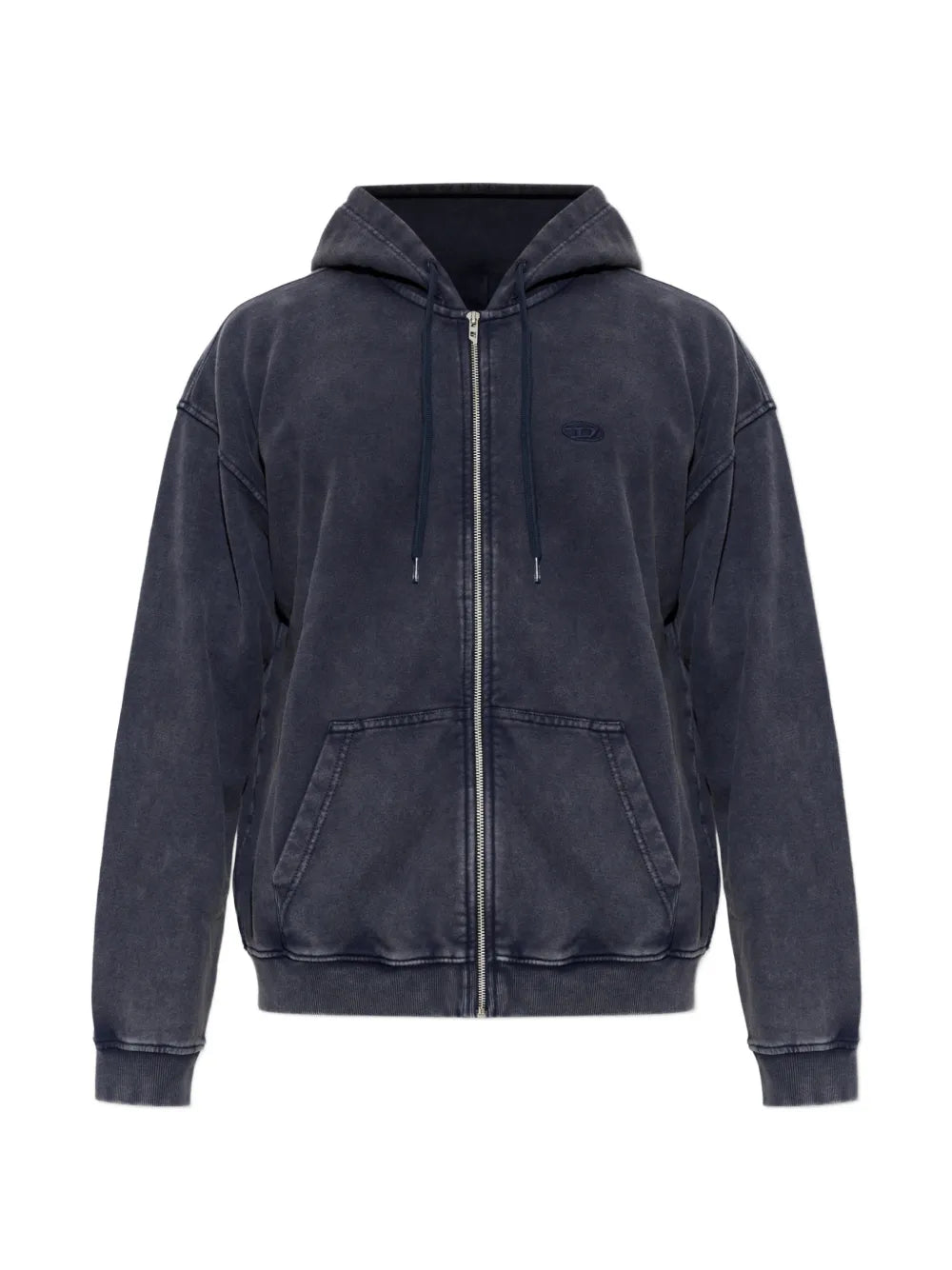 zip-up hoodie in treated cotton fleece