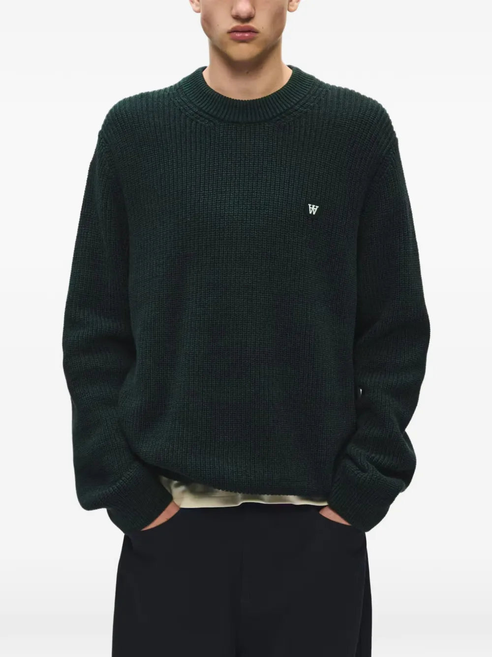 logo-patch ribbed-knit sweater