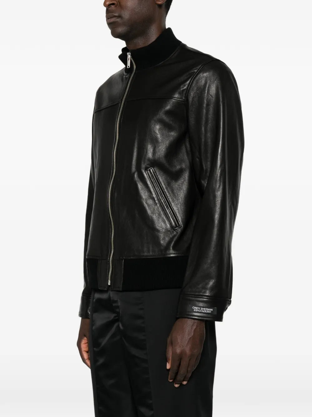X Cindy Sherman graphic-print leather jacket