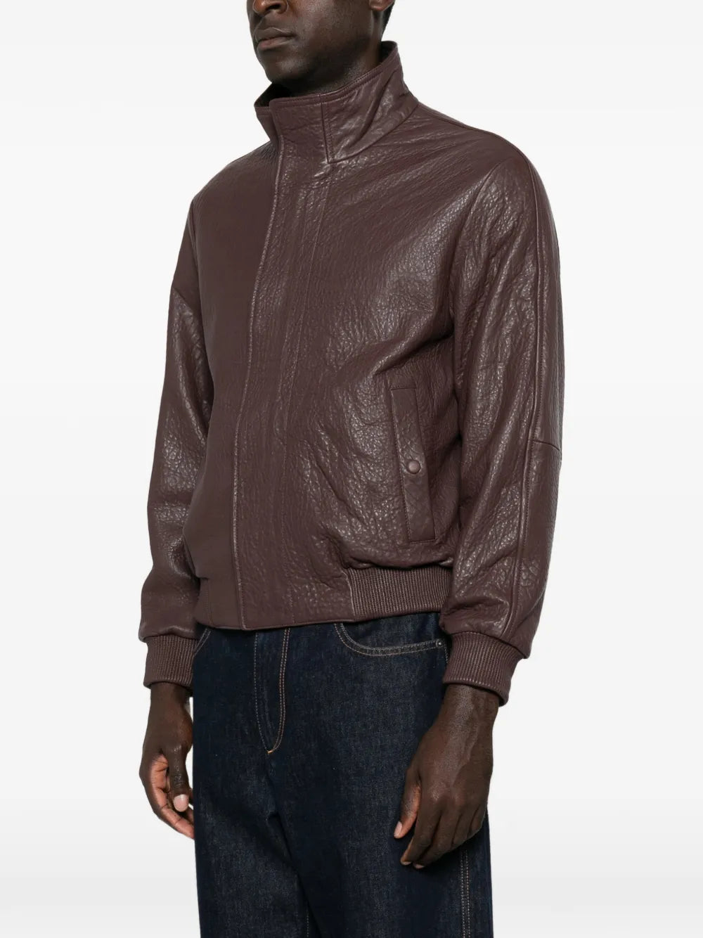 leather zip-up jacket