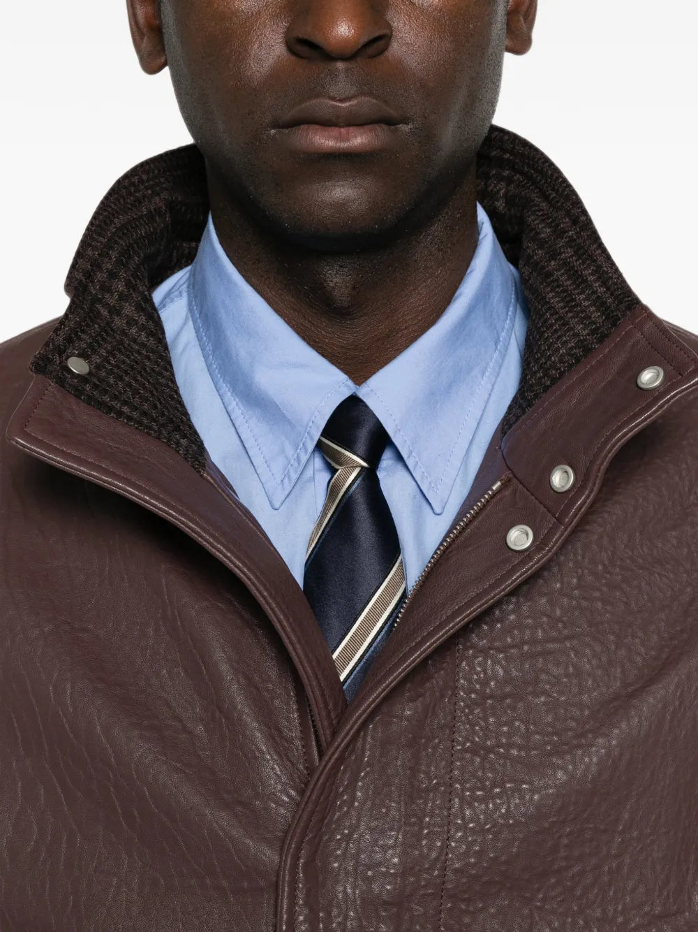 leather zip-up jacket