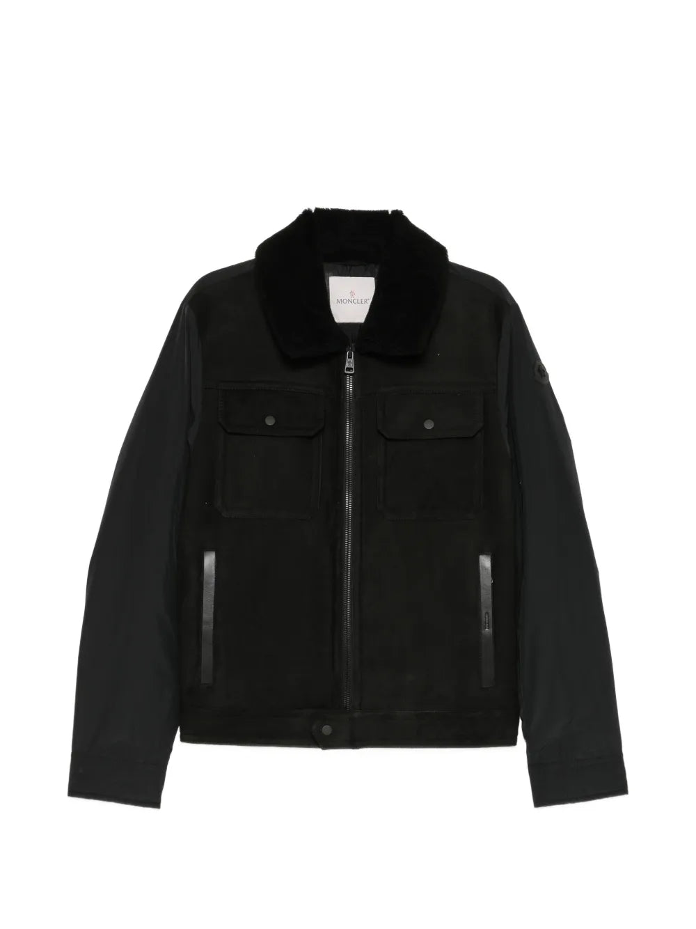 shearling-collar panelled jacket