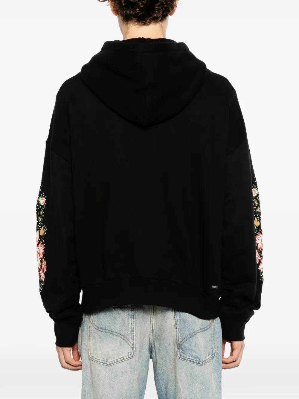 floral-embroidered zip hoodie