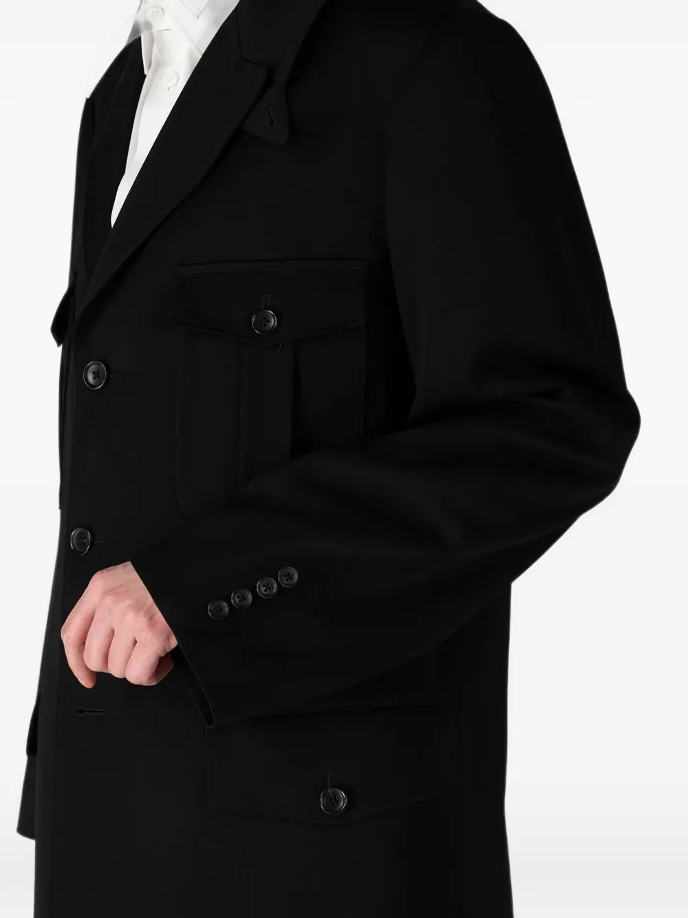 multi-pocket single-breasted long jacket