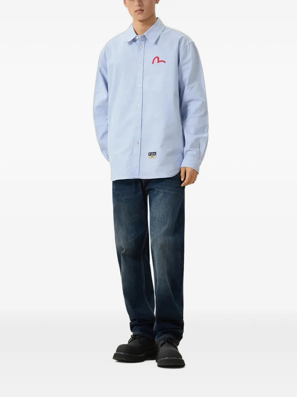 Seagull-print oxford shirt