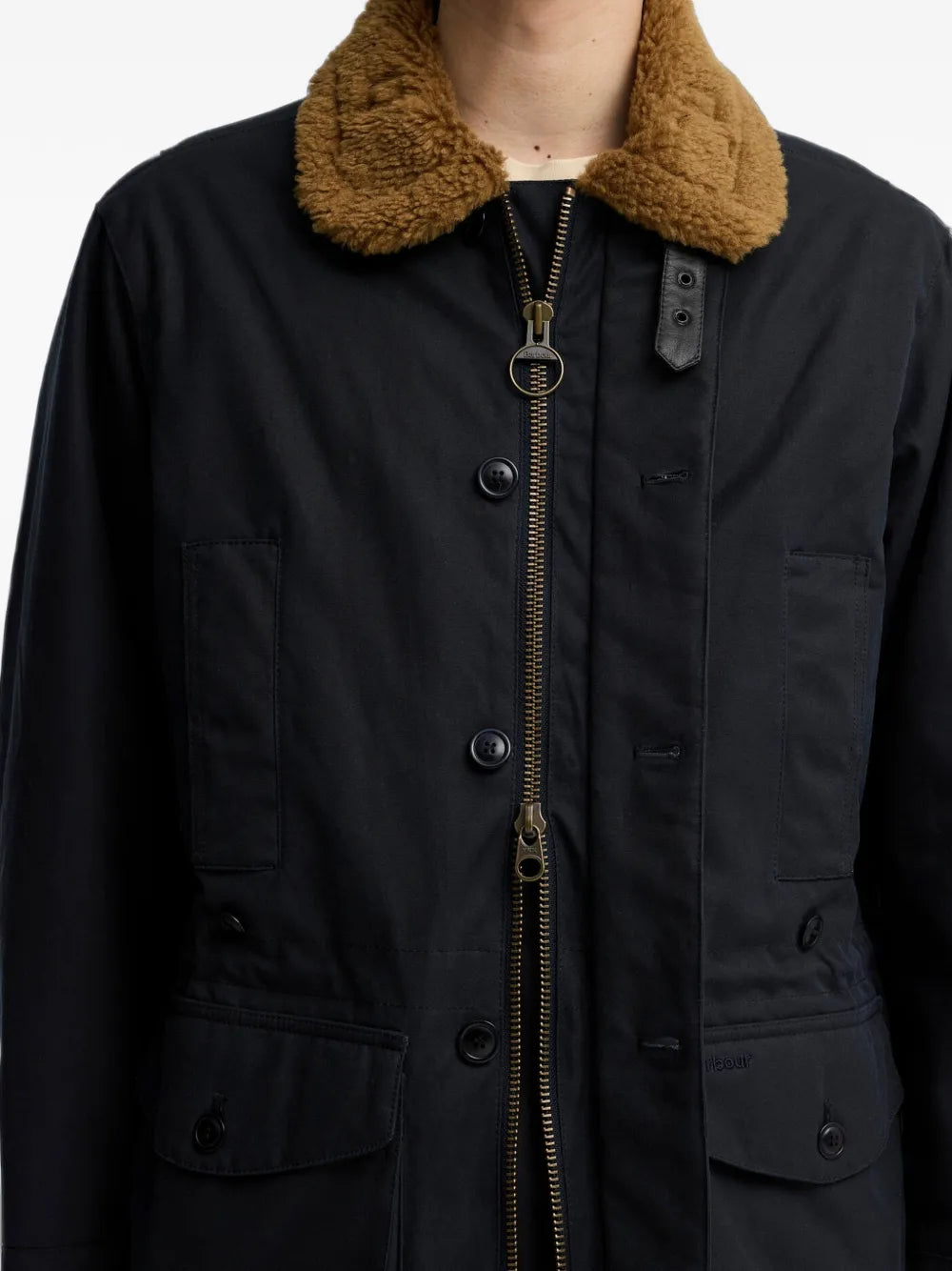 faux-shearling-collar single-breasted coat