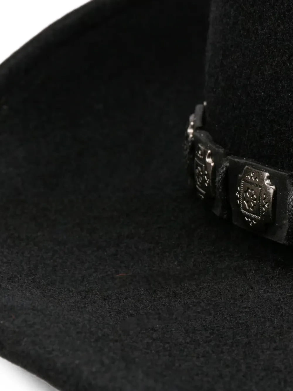 feather-detail leather-trimmed hat