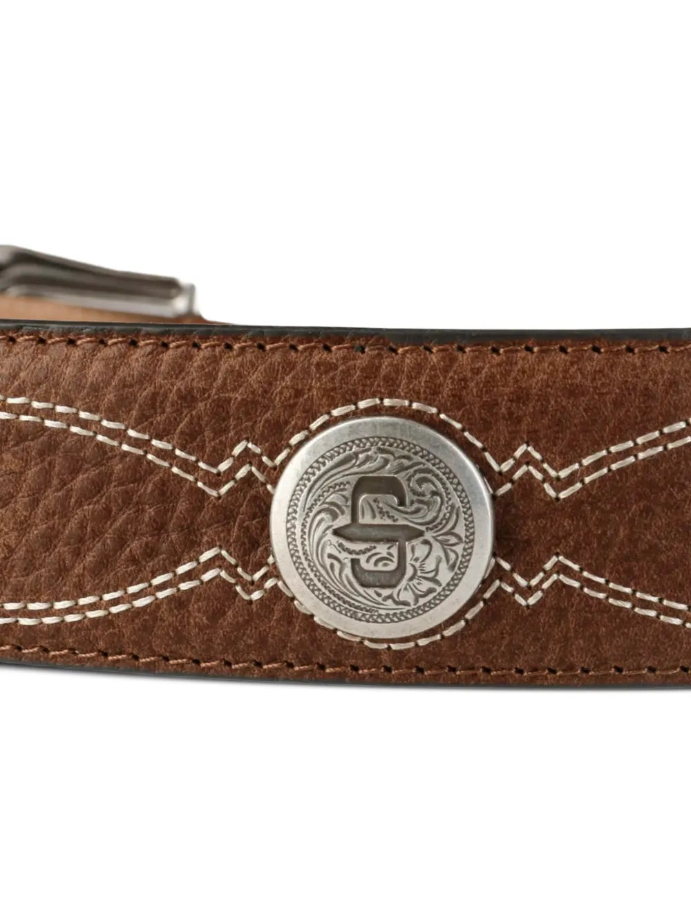 concho-embellished woven leather belt